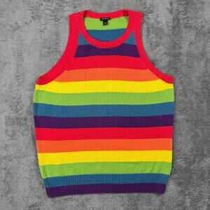 TORRID Rainbow Crochet Knit Sweater Tank Sleeveless Size 0 LGBTQ Colorful Party